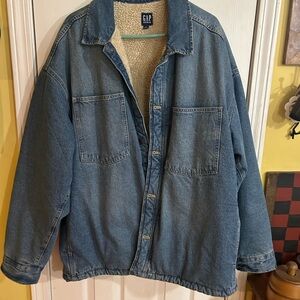 GAP Classic Blue Denim Jacket with Sherpa Lining